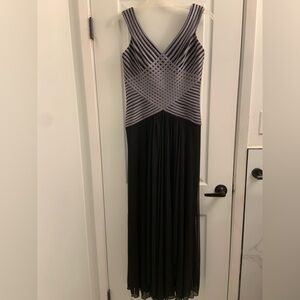 Adore Black Maxi Dress with Gray Striped Bodice